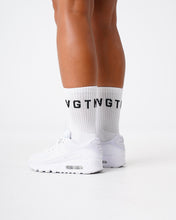 Load image into Gallery viewer, White NVGTN Crew Socks