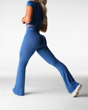 Load image into Gallery viewer, Blue Haze Daydream Foldover Flare Pants